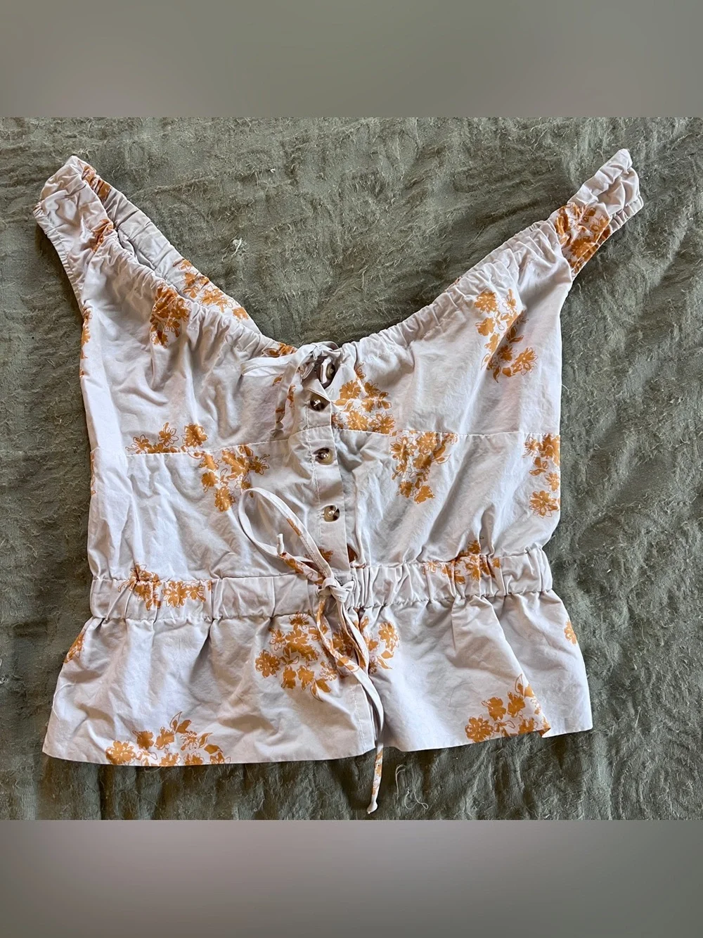 Ciao Lucia Floral Cottagecore Peplum Milkmaid Peasant Tank Top Size XS